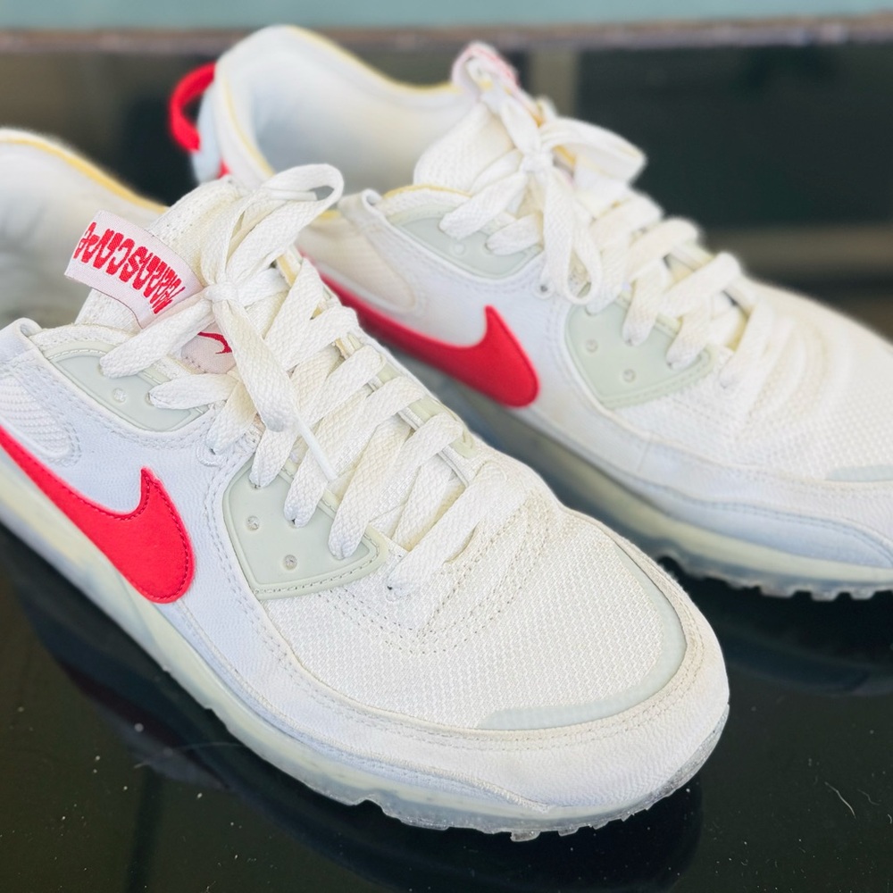 Nike White Sneakers with Red Accents